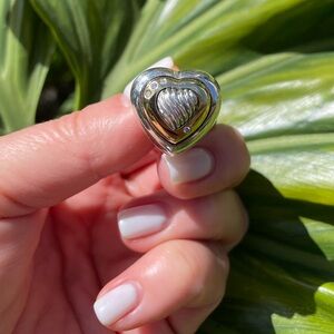 David Yurman Thoroughbred Diamond Heart 18K & Sterling Silver Cable Earring